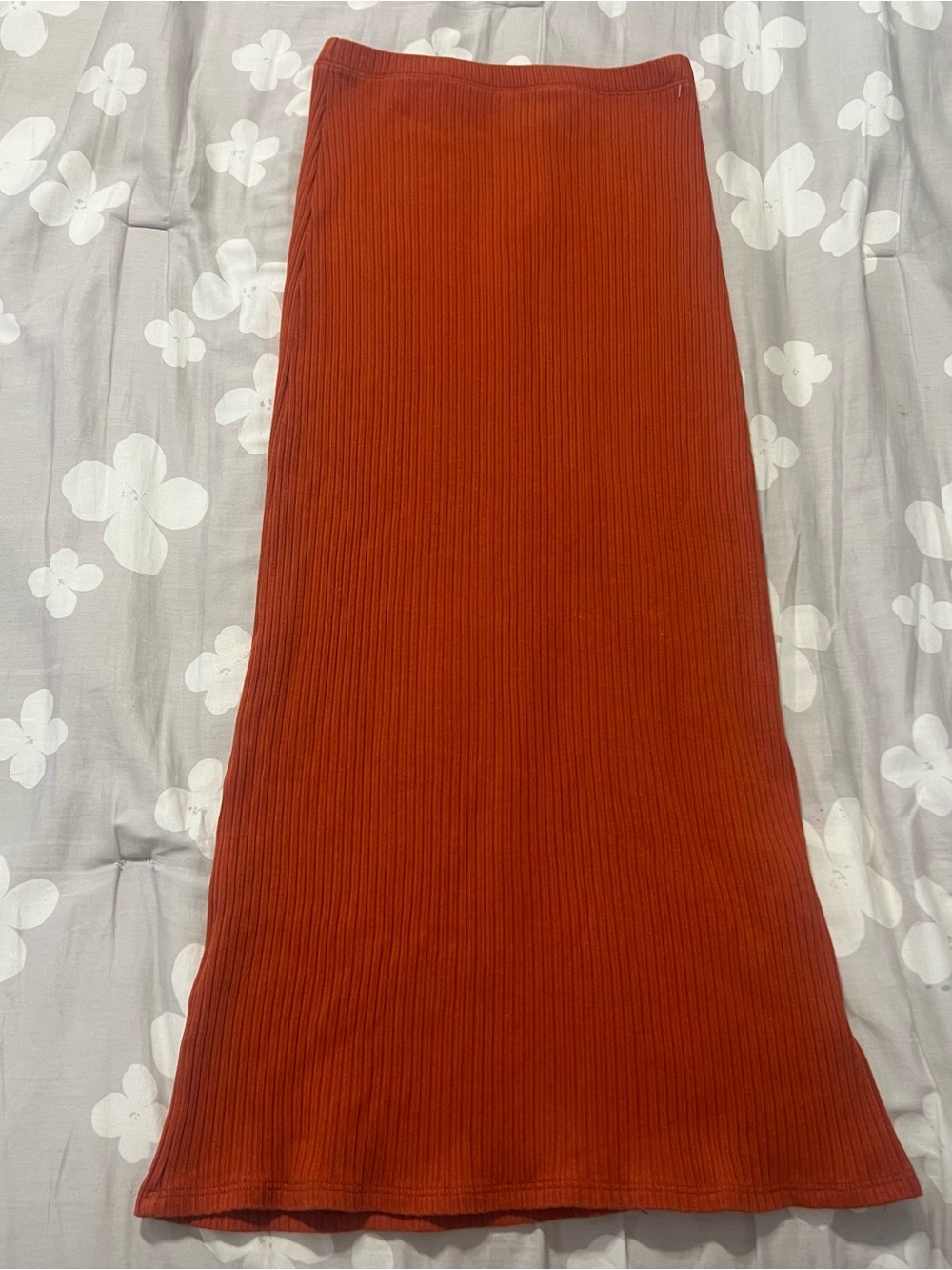 Reformation Ribbed Maxi Skirt - Rust
